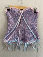 Corset Top Womens S Pink Purple Floral Fairycore Renaissance Festival Romance