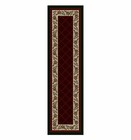 PINE CREEK PINECONE BORDER DESIGN AREA RUG - 2' X 8' RUNNER - GARNET