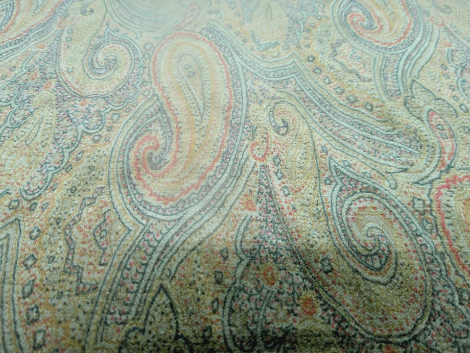 Vintage Velvet Paisley Tan/Gold/Red/Black Muted Colors 4 Yards Heavy Soft Hand - Image 3 of 4