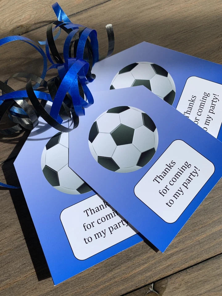 5 x Personalizado FÚTBOL AZUL Bolso de fiesta etiquetas REGALO ETIQUETAS DE FIESTA ETIQUETAS FAVORES Foto 4 de 4