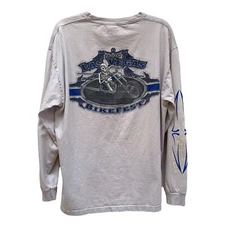 Las Vegas 2008 BikeFest T-Shirt Flame Sleeves Skeleton Goth Punk Biker