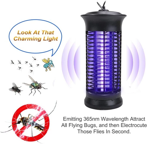 Lampada elettrica antimosche moscerini parassiti mosche insetti trappola zanzare insetti zapper 4.000V - Foto 7 di 12