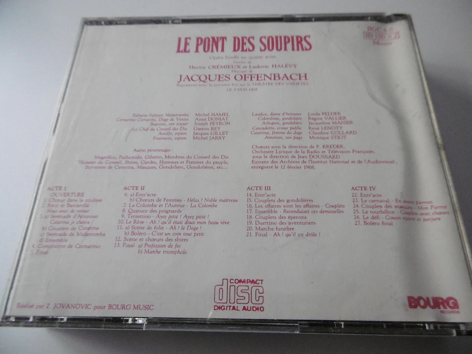 LE PONT DES SOUPIRS OFFENBACH 2 CD BOURG RECORDS BGC 4-5 MONO KREDER DOUSSARD Foto 2 de 2