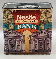 Vintage Nestlé Hot Cocoa Bank Rigid Cardboard Tin Made in the USA