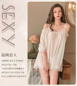 Sexy Lingerie Lace Night Gown Tube Top Sleepwear Pajama Dresses Babydoll Uniform
