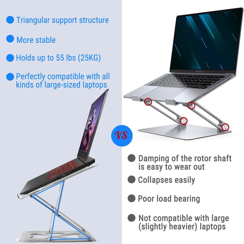 Adjustable Laptop Stand for Desk Holds Up to 55 lbs Fits 10-20 Inch Laptops