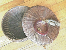 Antique Chinese Woven Wedding Basket with Handle And Beads