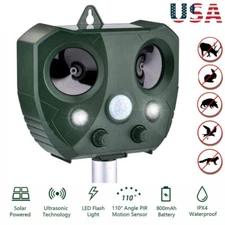 Upgraded Solar Ultrasonic Animal Repellent Dog Cat Skunk Deer Raccoon For Garden