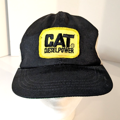 70s 80s USA製 CAT DIESELPOWER メッシュキャップ Vintage CAT Diesel Power Trucker Hat Patch Black & White Mesh