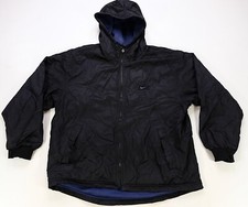 Rare VTG NIKE Small Swoosh Reversible Fleece Windbreaker Jacket 90s Black Navy M