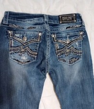 Miss Me Jeans Size 28 Boot Cut Embellished Flap Pockets Low Cut Flare JE10g8BL