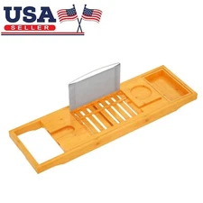 Luxury Bamboo Bathtub Caddy Tray - Expandable to 41.5" Bath Organizer For Bath