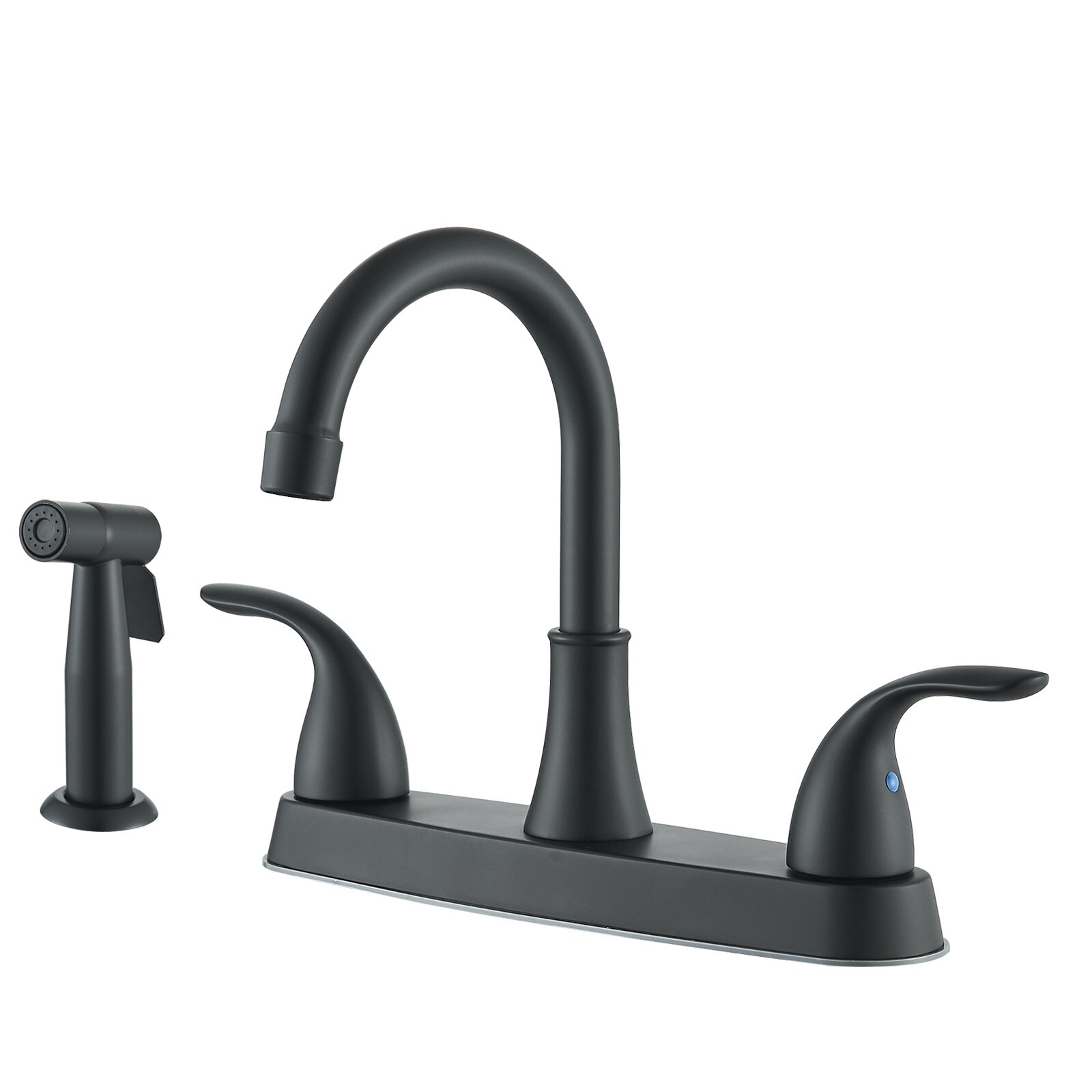 Matte Black Centerset Swivel 4-Hole Kitchen Sink Faucet with