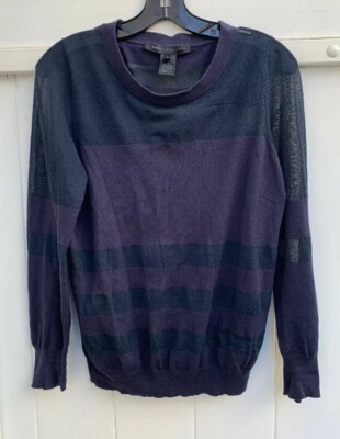 Vintage Marc By Marc Jacobs Cotton Nylon Blend Striped Monochrome Navy  Sweater L
