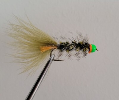 3 x Olive Damsel Woolly Bugger. Wolfram grüner Kopf. Orange Etikett. fliegenfischen #8