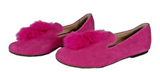 Vince Camuto girls Caela flats loafers Hot Pink Boa Fur Suede Girls sz 4 M