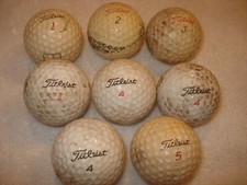Lot/8 1950s-1960s Golf Balls Titleist ROCC, Continental Bank Peppermill Chinet