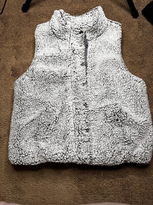Womens Thread & Supply Brown Beige White Sherpa Soft Full Zip Vest Large