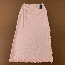 Wild Fable Women's Size XS Light Pink Lace Trim Side Slit Midi Skirt NWT Flaw