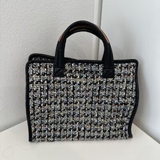 Mz Wallace Metro Medium Box Tote Midnight Sparkle Boucle/gunmetal Msrp $325