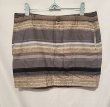 Old Navy Skirt Sz 4 Neutral Basketweave Striped Front Pockets Lined