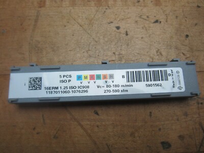 5 NEW ISCAR 16ERM 1.25 ISO IC908 indexable carbide threading inserts