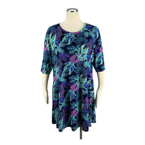 Discount Divas Large Boutique Dress Coral Sea Pockets Stretch Midi Blue
