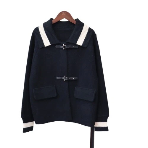 OFF WHITE Cappotto maglione donna tempo libero maglia doppio cardigan risvolto slim temperamento tg