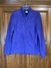 Magellan Outdoor Women Athletic Apparel Purple Fleece Jacket Logo Zip Size L