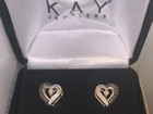 *LOVELY*KAY Jewelers Sterling Silver Heart Shaped Black & White Diamond Earrings — photo 1