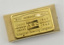 1965 - 1966 ABC Bowling Most Improved Average Brass Belt Buckle ORIGINAL PACKAGE