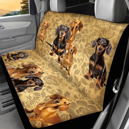 Dachshund Yellow Flower Universal Car Seat Cover Protector 3pcs Auto Front Rear - Imagen 7 de 11