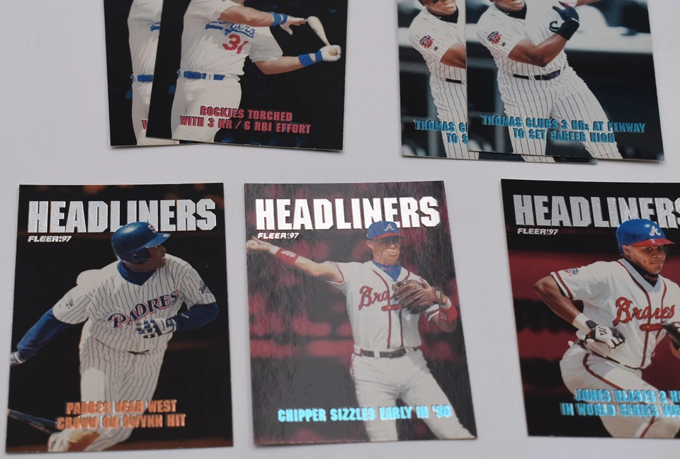 Lote de 32 tarjetas de béisbol Fleer Headliners 1997 láminas algunas dobles y triples 4-20 Foto 3 de 4