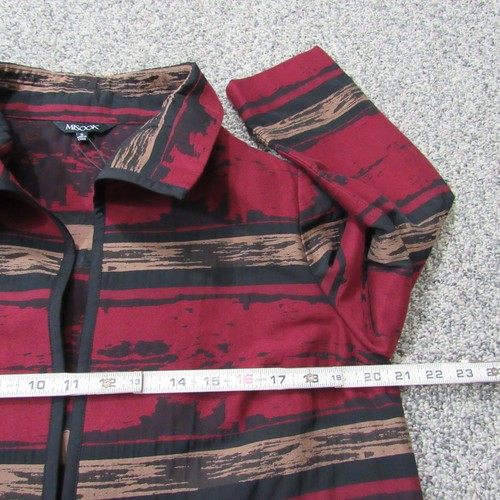 Misook Blazer Jacket Womens Small Burgundy Striped 3/4 Sleeve Adjustable Collar - Picture 4 of 11