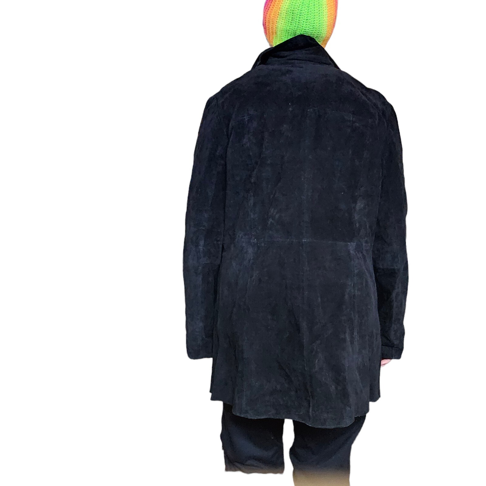 Womens Black Suede Patchwork Jacket Large Vintage… - image 3