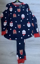 WOMANS MATERNITY PYJAMAS 100% COTTON LADIES LOUNGE SET SANTA CHRISTMAS PJS 12-14