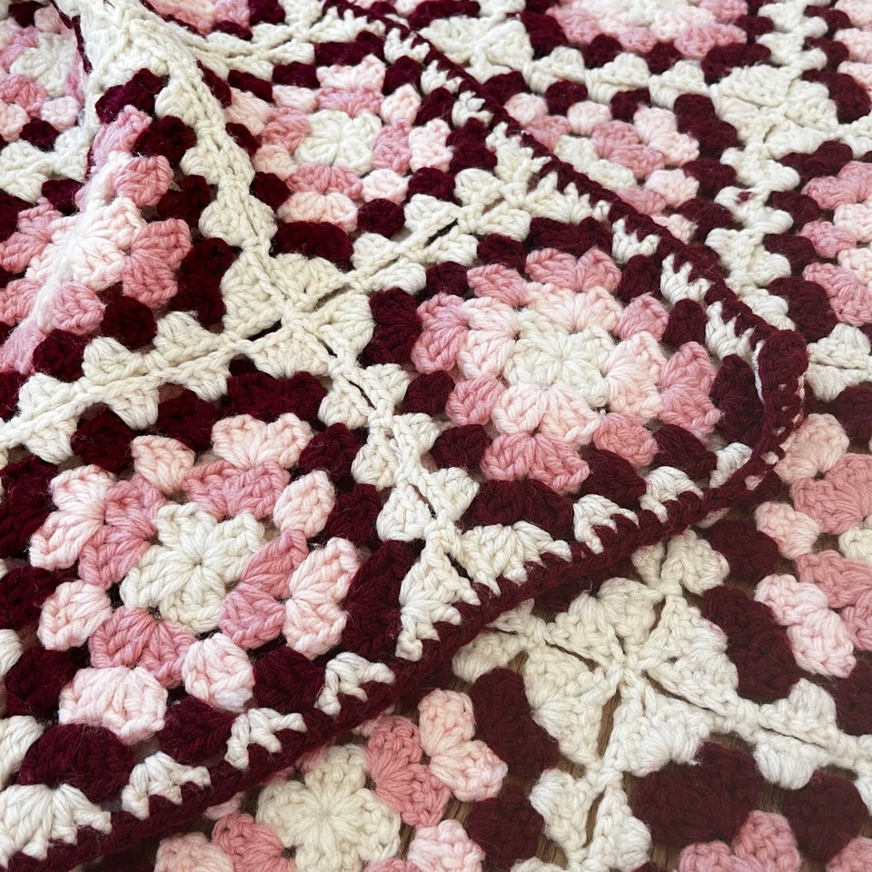 Винтажное афганское плед ручной работы Granny Square 52x60"" - Изображение 3 из 4