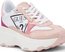 ¡NUEVO CON ETIQUETAS! Zapatillas deportivas GUESS para mujer Calebb gruesas ROSA/BLANCAS plataforma moda talla 10M