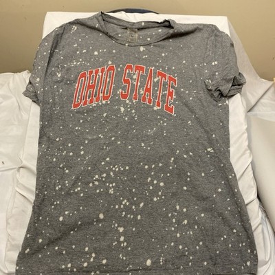 Ohio State Buckeyes Women s Bleach Splatter T-Shirt Grey Gameday Couture Size M