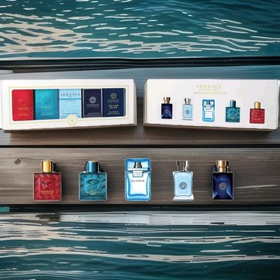 Versace For Men 5 Piece Mini Gift Set.O.17 fl oz/5ml. New In Sealed Retail Box.