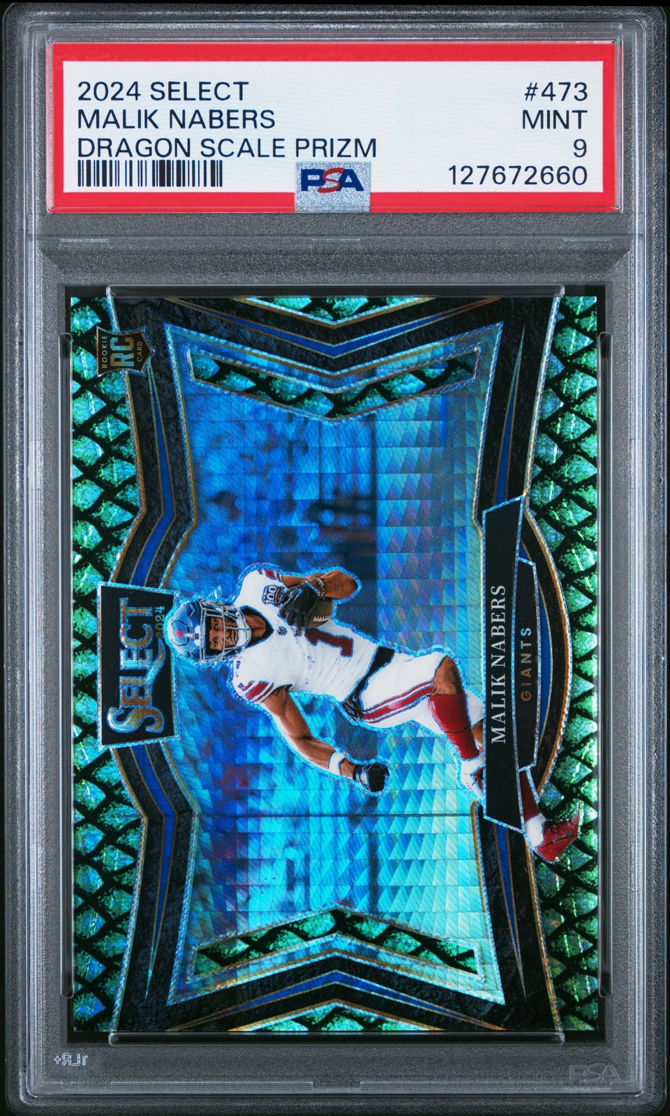 2024 PANINI SELECT DRAGON SCALE PRIZM #473 MALIK NABERS 35/70 PSA 9