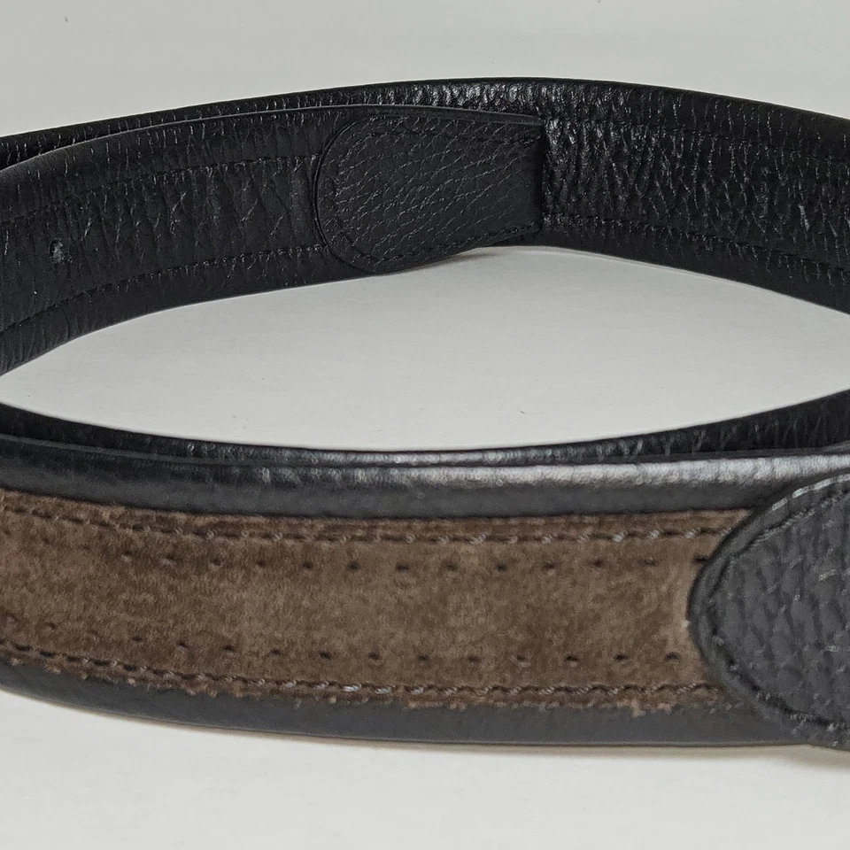 Cinturón Canali Cuero Gamuza Negro Marrón Para Hombre Talla 85/100 EE. UU. 34 Hebilla Latón Plateado Foto 2 de 4