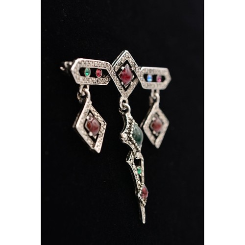 Broche broche barra cristal esmalte multicolor nuevo de colección años 80 A19 - Imagen 4 de 12