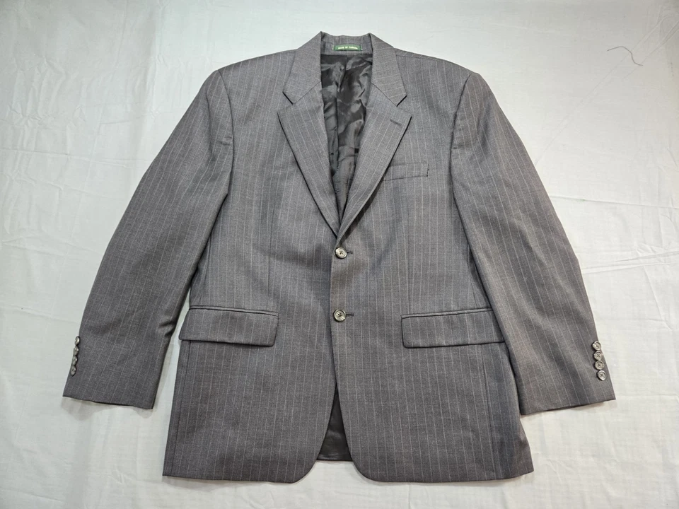 Ralph Lauren Suit Mens 40S Pants 34x29 Gray Striped Full Vintage Wool - Image 2 of 4