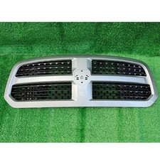 Front Grille Black W Bright Silver For 2013-2018 Dodge Ram 1500 Laramie Style