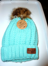NWT Britt's Knits Kids Bitties Lined Winter Ski Style Hat Pom Pom Ages 3 and up
