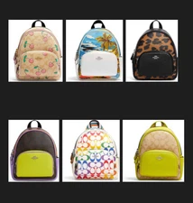 NWT Coach Mini Court Backpack In Signature Canvas Floral/Strawberry/Rainbow