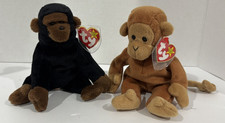 SET of 2 Ty Original Beanie Baby Plush: CONGO the Gorilla & BONGO the Monkey*NWT
