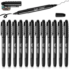 Artistry Made Easy: 12-Pack Waterproof Dual Tip Black Markers for Professionals