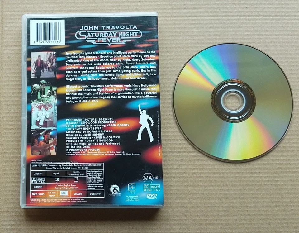 Saturday Night Fever (1977) Region 4 DVD - John Travolta - VGC - Free Post - image 2 of 3